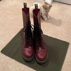 Doc Marten Lace-up Boots Cherry 14 Eye 10 1/2 Inch Shaft. Size 7